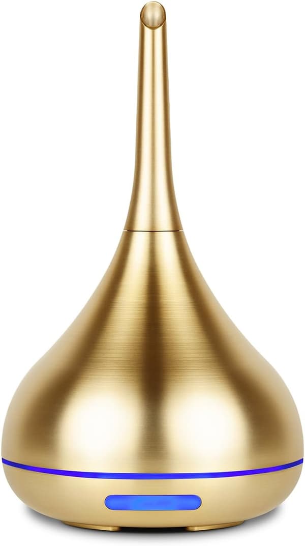 100 ml eterisk oljediffuser, elegant design ultralyd eterisk oljediffuser, USB, automatisk avstenging, 6-timers tåke, aromaterapidiffuser, gullfarget plast