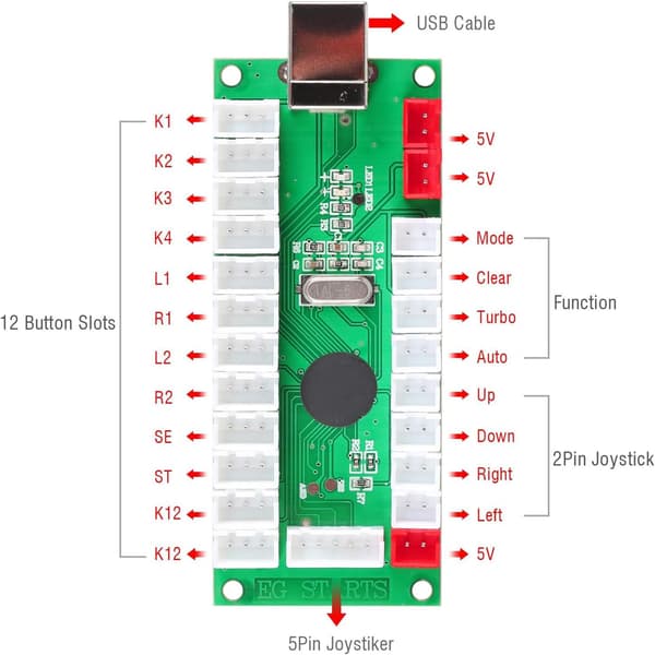 Spiller Arcade Konkurrence DIY Sæt USB Encoder til PC Joystick+8 Vejs Sticker + Krom LED Belyst Trykknap 1&2 Spiller Møntknapper til Arcade