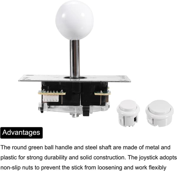 DIY PC Joystick Kit för arkadspel, DIY Joystick-delar, 5-stifts ABS arkadknapp för klassisk PC-arkad, vit
