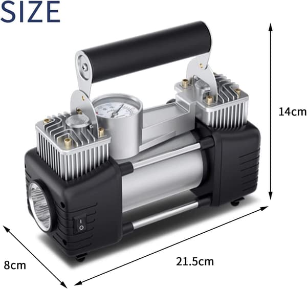 Däckpump luftkompressor, bärbar digital luftpump 12V dubbelcylindrig luftpump 150PSI för bildäck bilpumpar för däck