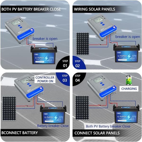 MPPT Solar Charge Controller, Automatisk Batteriregulator, LCD-display, MAX 1040W-5200W PV Panel Input til AGM, Gel, Flooded, 40A-12V/24V