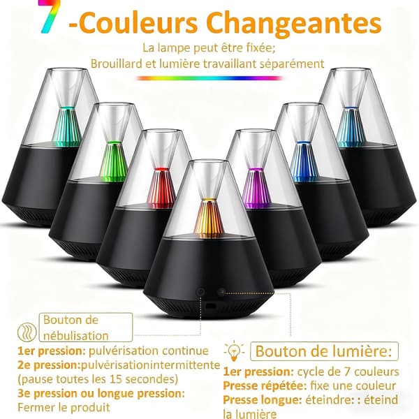 Elektrisk eterisk oljediffuser, ultralyd aromaterapi diffuser med fjernkontroll, automatisk avstenging, 7 LED-lys for stue, yoga-150ml svart