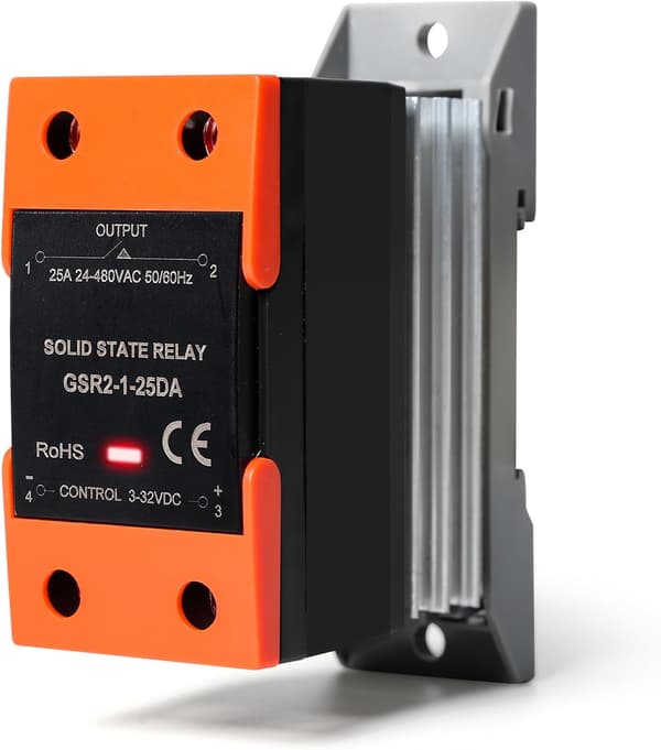 Solid State Relay, GSR2-1 SSR-25DA Enfas DC-kontroll AC Solid State Relay DIN-skenmontering med kylfläns för industriell automation, 25DA