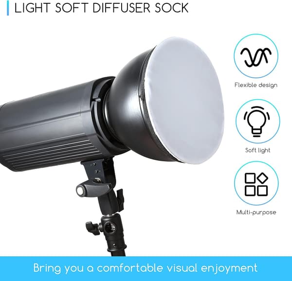 4-pak diffuser lampesok blødt dæksel 7 tommer / 18 cm standard stof diffuser lys sok lampeskærm reflektor lampe til strobe flash Speedlite (hvid)