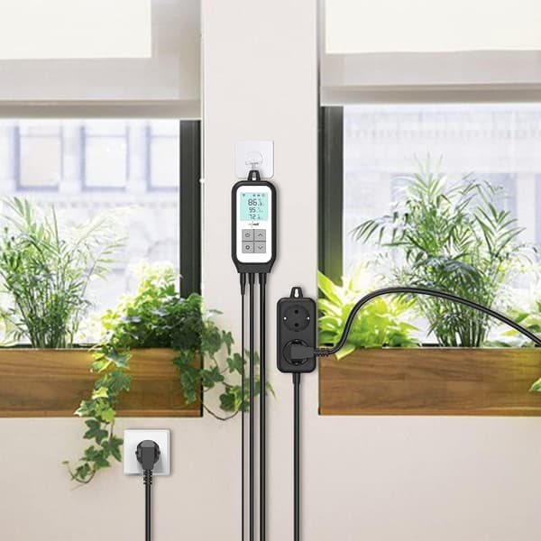 Smart WiFi Kyl- och Värmetermostatkontakt, Tuya Digital Temperaturregulator Sensorplugg för Reptilfermentator