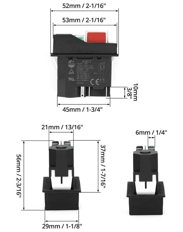 5PIN-KJD17 Elektromagnetisk bryter, sikkerhetsbryter, AC250V 16A