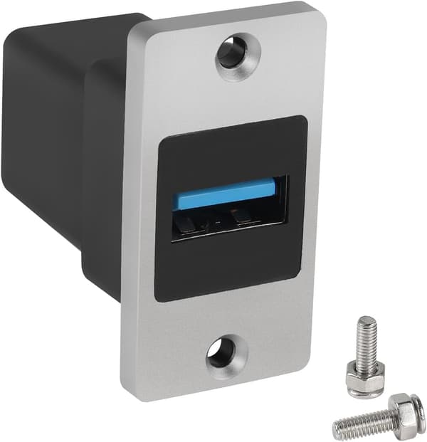 5 Gbps USB 3.0 rektangulær metallpaneladapter USB 3.0 hunn til hunn panelmonteringskontakt USB 3.0 monteringskontakt datamodul 5V/0.5A lading