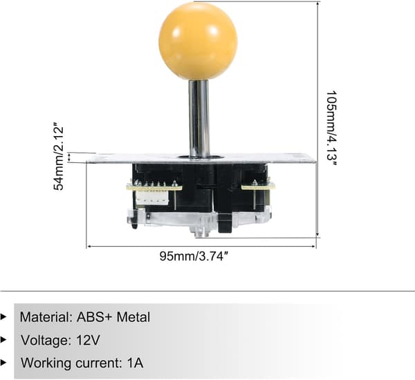 Gør-det-selv PC Joystick-sæt til arkadespil, Gør-det-selv Joystick-dele, 5-bens ABS Arkadeknap til klassisk PC Arkade, Gul