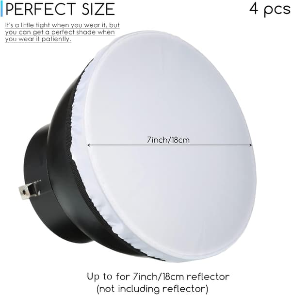 4-paknings diffusorlampe sokk mykt deksel 7 tommer / 18 cm standard stoffdiffusor lyssokk lampeskjerm reflektorlampe for strobeblits Speedlite (hvit)