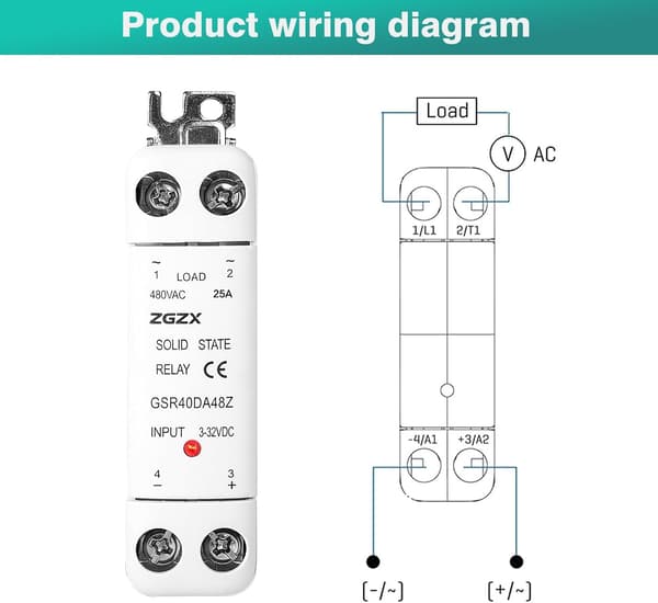 Solid State Relä, Enfas DIN-skena Monterat Solid State Relä SSR AC-styrt DC-relä med Kylfläns, 15A