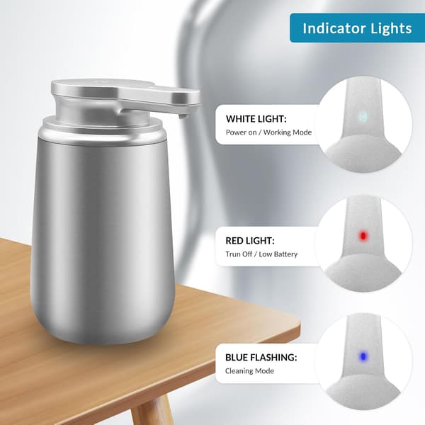 400ML Automatisk Sæbedispenser, Rustfrit Stål med Sensor, Infrarød Sæbedispenser, Bevægelsessensor, USB-C Opladning, Elektrisk, til Køkken og Badeværelse