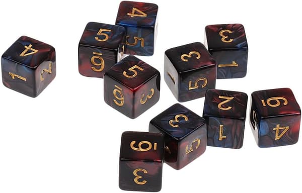 10 stk. 6-sidede D6 terninger til fest- og brætspil