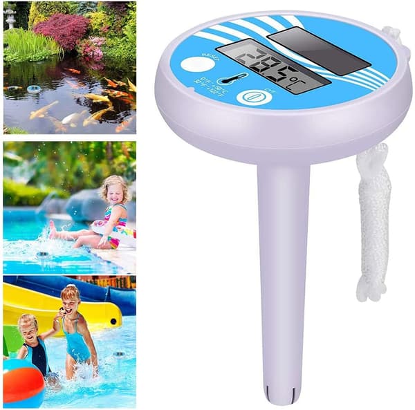 Swimmingpool-termometer solcelledrevet brudsikkert flydende vandtemperatur-termometer digitalt solcelle-pooltermometer til spabad