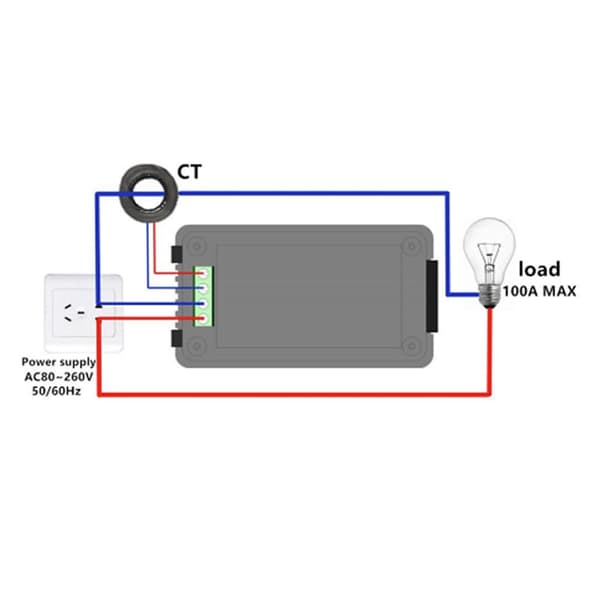 AC 80-260V 100A Strömspänning Amperage Effekt Energipanel Mätare LCD Digital Display Amperemeter Voltmeter Multimeter med Öppen CT