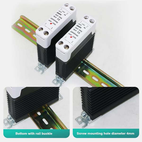 Solid State Relä, Enfas DIN-skena Monterat Solid State Relä SSR AC-styrt DC-relä med Kylfläns, 15A