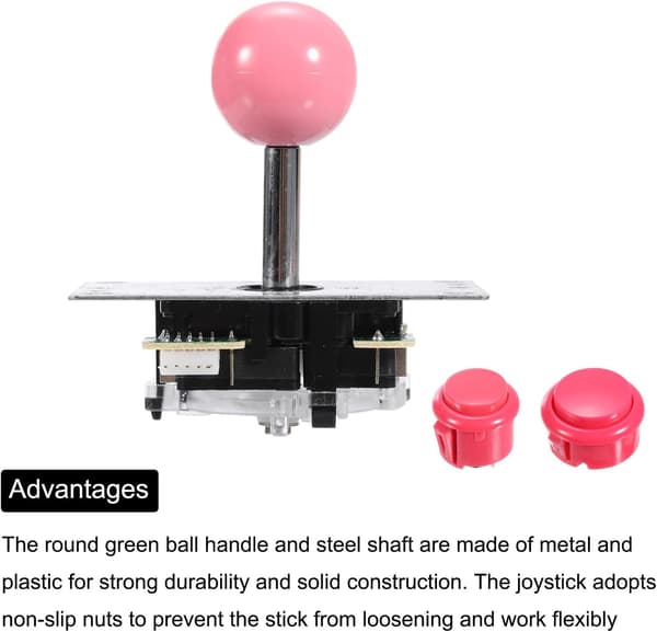 Gør-det-selv PC Joystick-sæt til arkadespil, Gør-det-selv Joystick-dele, 5-bens ABS Arkadeknap til klassisk PC Arkade, Pink