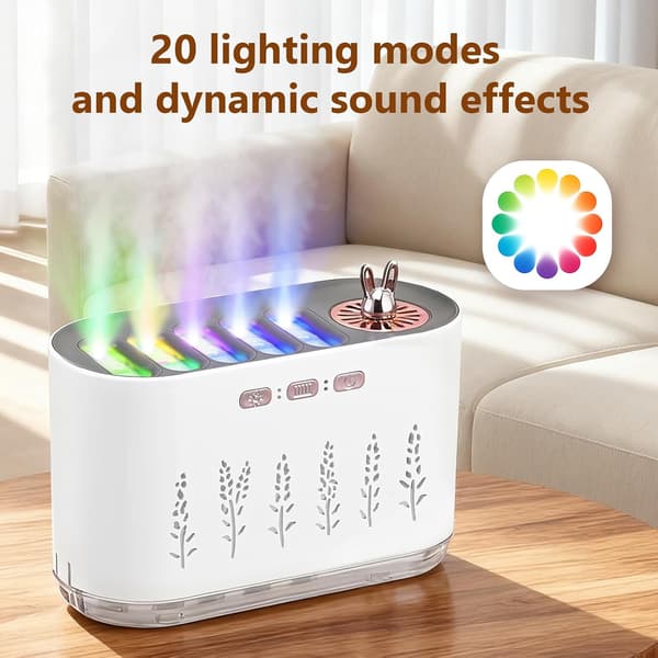 Luftfukter, 700ML Soverom Luftfukter, Eterisk Olje Diffuser, 5 Spraymoduser, 20 LED Lysfarger, Stille Drift for Hjem og Kontor