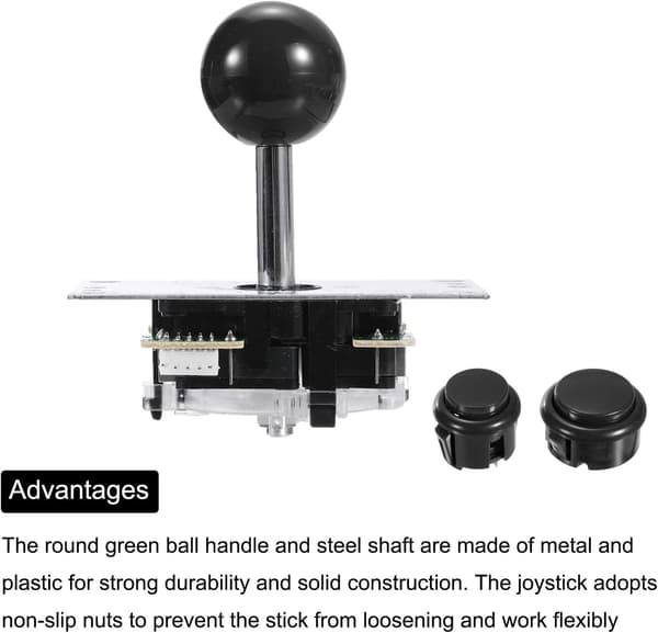 Gør-det-selv PC Joystick-sæt til arkadespil, Gør-det-selv Joystick-dele, 5-bens ABS Arkadeknap til Klassisk PC Arkade, Sort