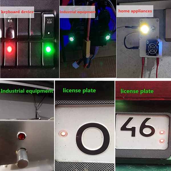 8 stk 6 mm LED-indikatorlys 220-230V Vanntett metallpanel LED-indikatorlys Panelmontert flatt hode med ledninger Sølvfarget hus, Grønn