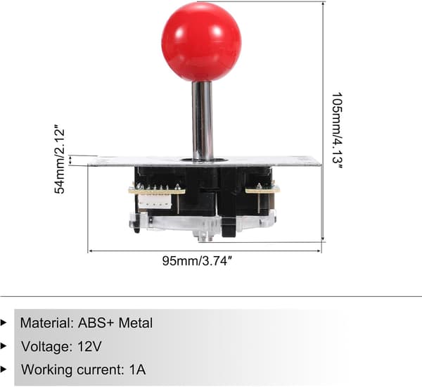 Gør-det-selv PC Joystick-sæt til arkadespil, Gør-det-selv Joystick-dele, 5-bens ABS Arkadeknap til klassisk PC Arkade, Rød