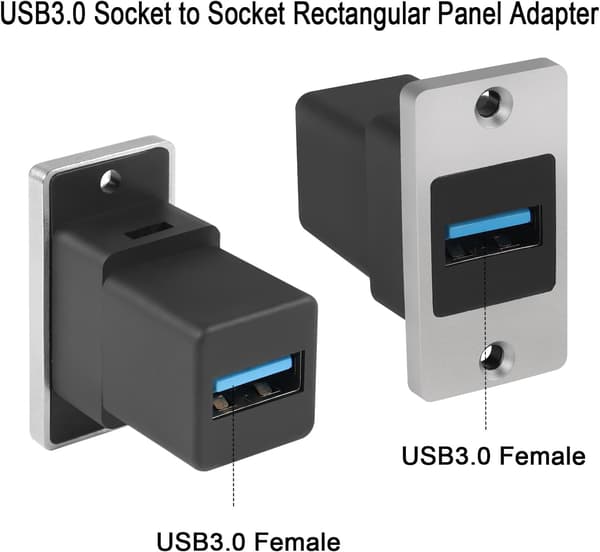 5 Gbps USB 3.0 rektangulær metallpaneladapter USB 3.0 hunn til hunn panelmonteringskontakt USB 3.0 monteringskontakt datamodul 5V/0.5A lading