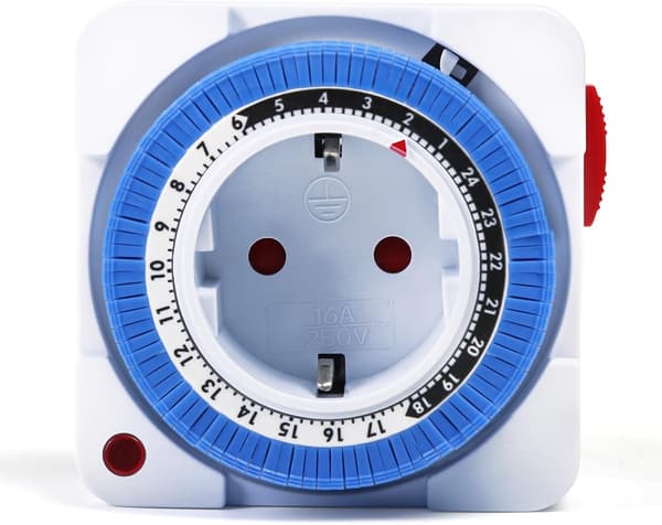 Elektrisk stikdåse-timer, 24-timers timerstik med 96 skiftesegmenter, programmerbar timerkontakt med indikatorlys, 16A AC 230V