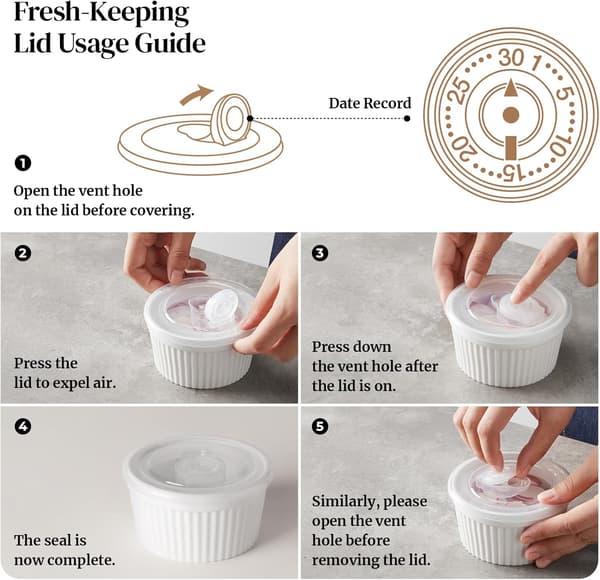 Sæt med 6 ramekiner, bageforme i porcelæn, ramekiner til crème brûlée, muffins og kager, forme til souffléer og buddinger, miniskåle til is, 235 ml