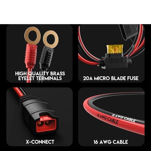 55CM 16AWG ledningsnet med X-Connect M6 øjeterminaler til batterioplader uden/co