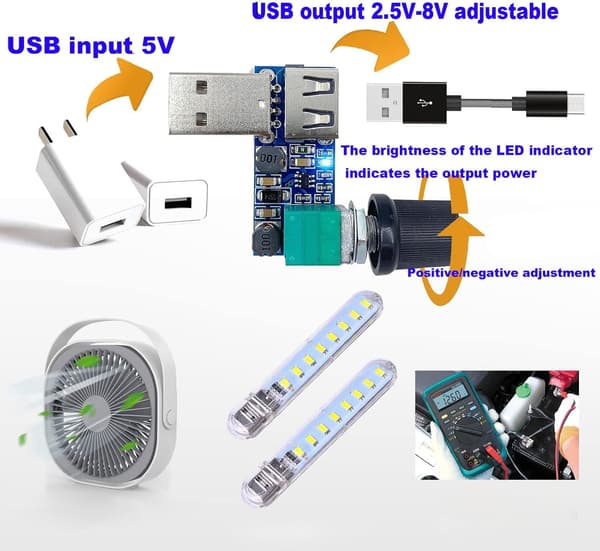 PC USB blæserhastighedsregulator DC 5V Mini USB blæserhastighedsregulator DC 5V-12V til 2.5-7.5V USB med hastighedskontakt