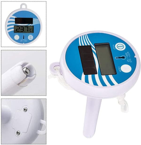 Swimmingpool-termometer solcelledrevet brudsikkert flydende vandtemperatur-termometer digitalt solcelle-pooltermometer til spabad