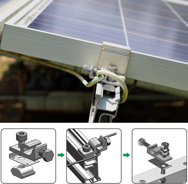 Solpanelsklämmor, 10-pack, aluminium, silver, sken- och takmonteringsklämmor för solpaneler