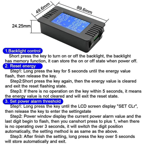 AC 80-260V 100A Strøm Spænding Amperage Effekt Energipanel Måler LCD Digital Display Amperemeter Voltmeter Multimeter med Åben CT