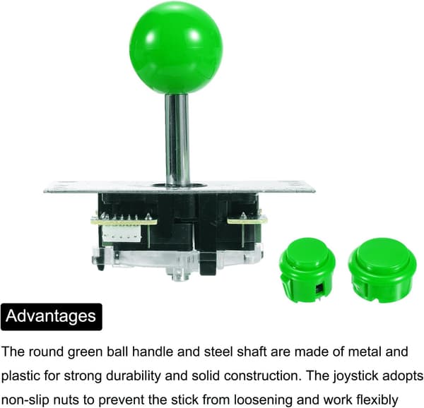 DIY PC Joystick-kit för arkadspel, DIY Joystick-delar, 5-stifts ABS arkadknapp för klassisk PC-arkad, grön