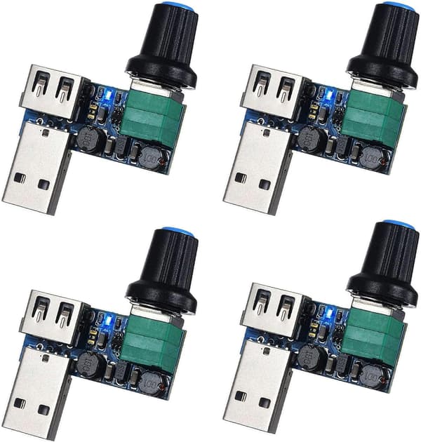 PC USB Viftehastighetskontroller DC 5V Mini USB Viftehastighetskontroller DC 5V-12V til 2.5-7.5V USB med Hastighetsbryter