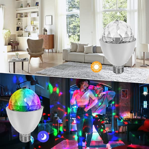 LED Festlys, E27 3W RGB LED Diskokugle, 360° Roterende Diskolys til Fødselsdage, Bryllupper, Jul, Halloween