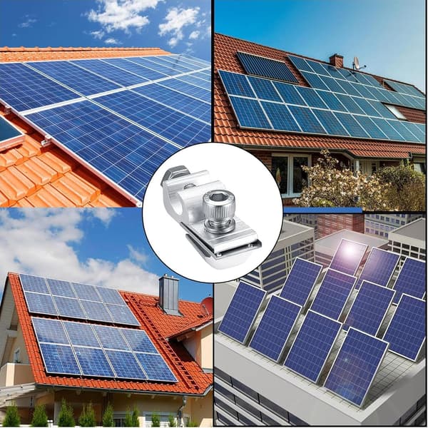 Pakke med 4 solpanel jordklemmer, Standard solpanel jordforbindelse, Solpanel monteringsbeslag, Solpanel befæstelser