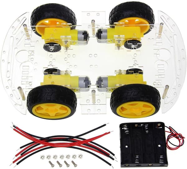 Motor Robot Bil Batteriboks Chassis Kit Intelligent Hastighetskoder for Arduino - Fire Dekk
