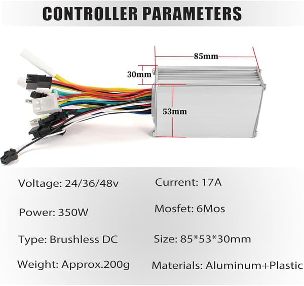 Elcykelcontroller med LCD-skærm kontrolpanel. Børsteløst controllersæt. 24V 36V 48V 350W motorhastighedscontroller til elcykler