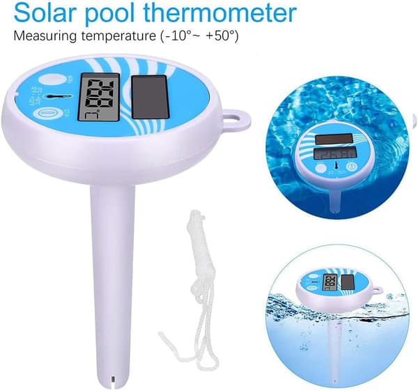 Swimmingpool-termometer solcelledrevet brudsikkert flydende vandtemperatur-termometer digitalt solcelle-pooltermometer til spabad