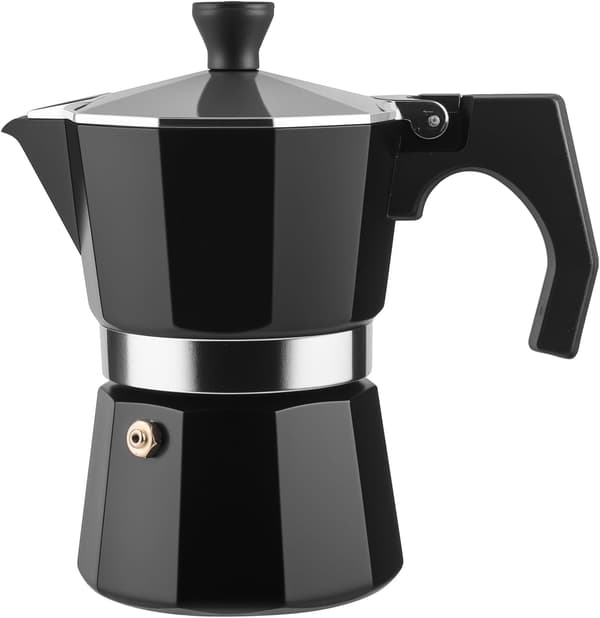 Mokkakande, 6 kopper, aluminium komfur kaffemaskine, perkolator, mokkakande, 300ml, 6 kopper, sort