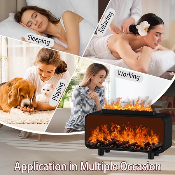 200 ml Aroma Diffuser, Eterisk Olje Diffuser med Flammeeffekt, Ultralyd Luftfukter for Aromaterapi, 7 Farger for Yogarom, Spa, Soverom, Svart