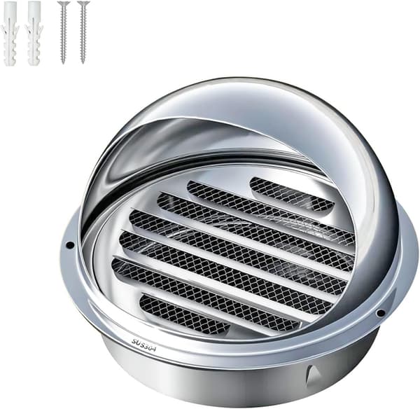 Ventilationsrist, luftudtagsrist i rustfrit stål, rund emhætteventilationsrist, sfæriske ventilationsriste, 150 mm