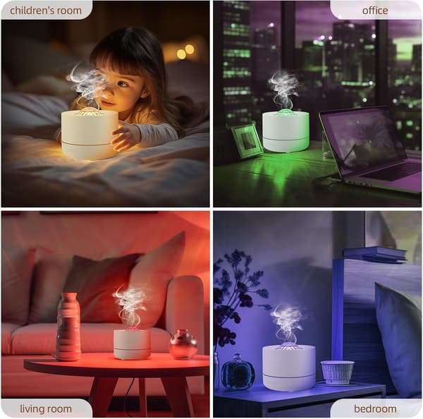 Æterisk oliediffuser, elektrisk hjemmeduftdiffuser med 7-farvet LED-projektion, 2-i-1 æterisk oliediffuser og lampe til stue, yoga, 200ML