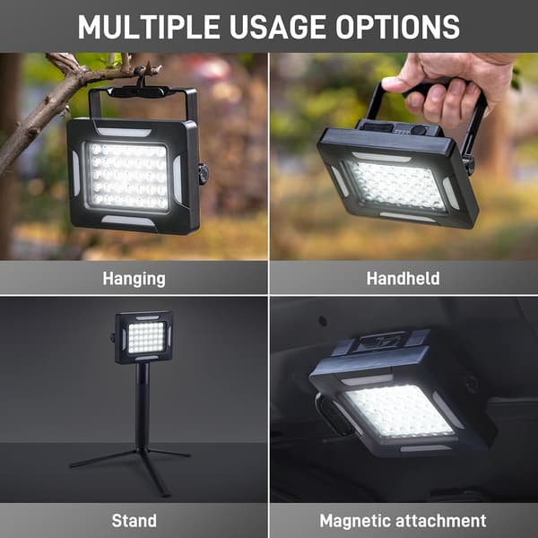 LED bærbare solcelle-campinglamper med dæmpbar stander, 2000LM, genopladelige solcelle-arbejdslamper med magnetisk montering, IP67 vandtæt, 5 lystilstande