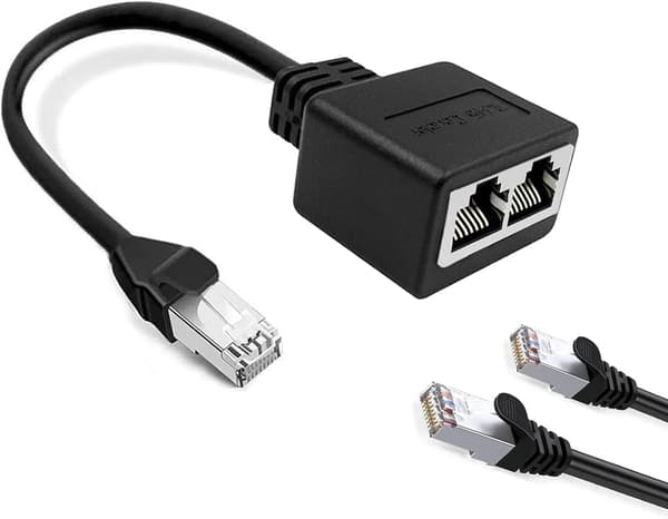 Tuliyet 1 han til 2 hun Ethernet Splitter Netværksadapter med Ethernet-kabel