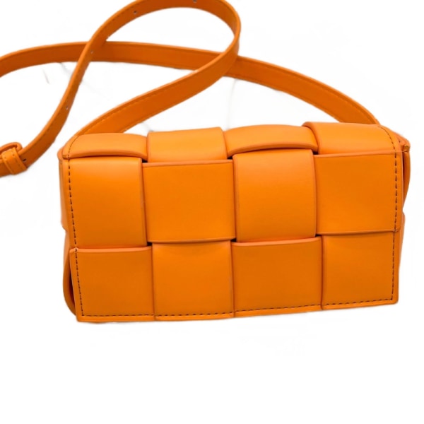 Vävd kudde liten fyrkantig väska, dam PU midjeväska, mode Orange