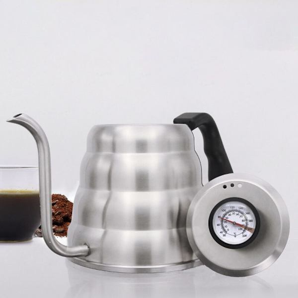 1L Goose Neck Kaffekanna Vattenkokare Med Termometer Kaffe