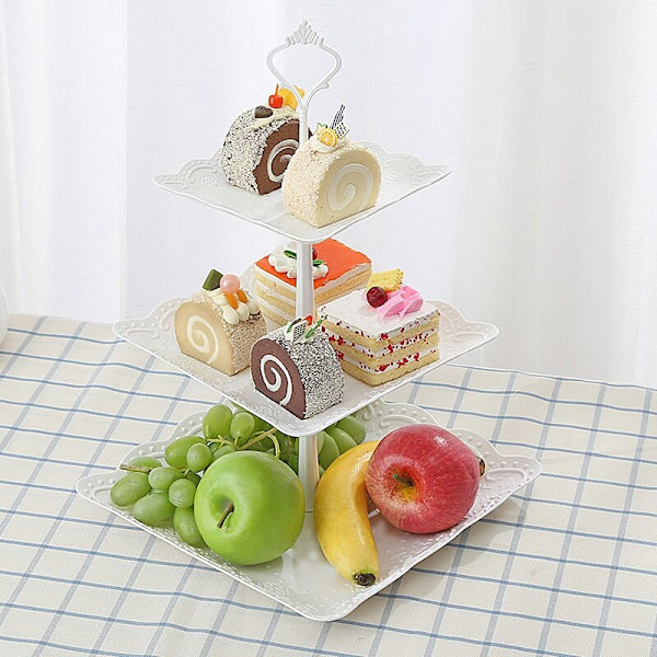 3-vånings Cupcake Display Stand Dessert Tower Fruktbricka För