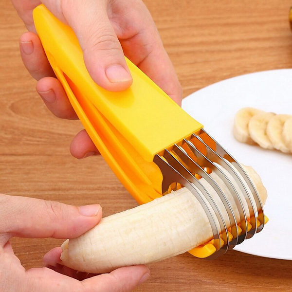 Plast Banan Slicer Cutter Frukt Grönsaksverktyg Sallad