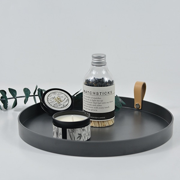 Nordic White Rund Plast Läder Smycken Bricka Vardagsrum